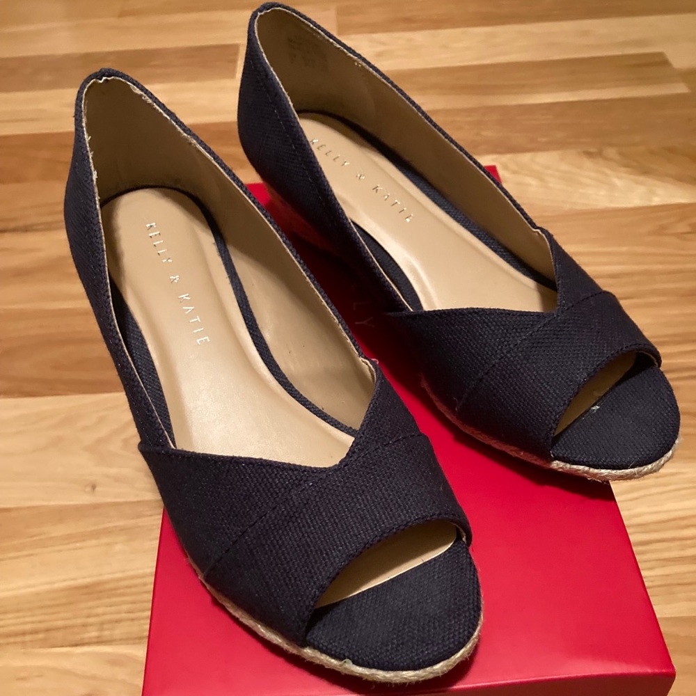 Navy blue wedge heels